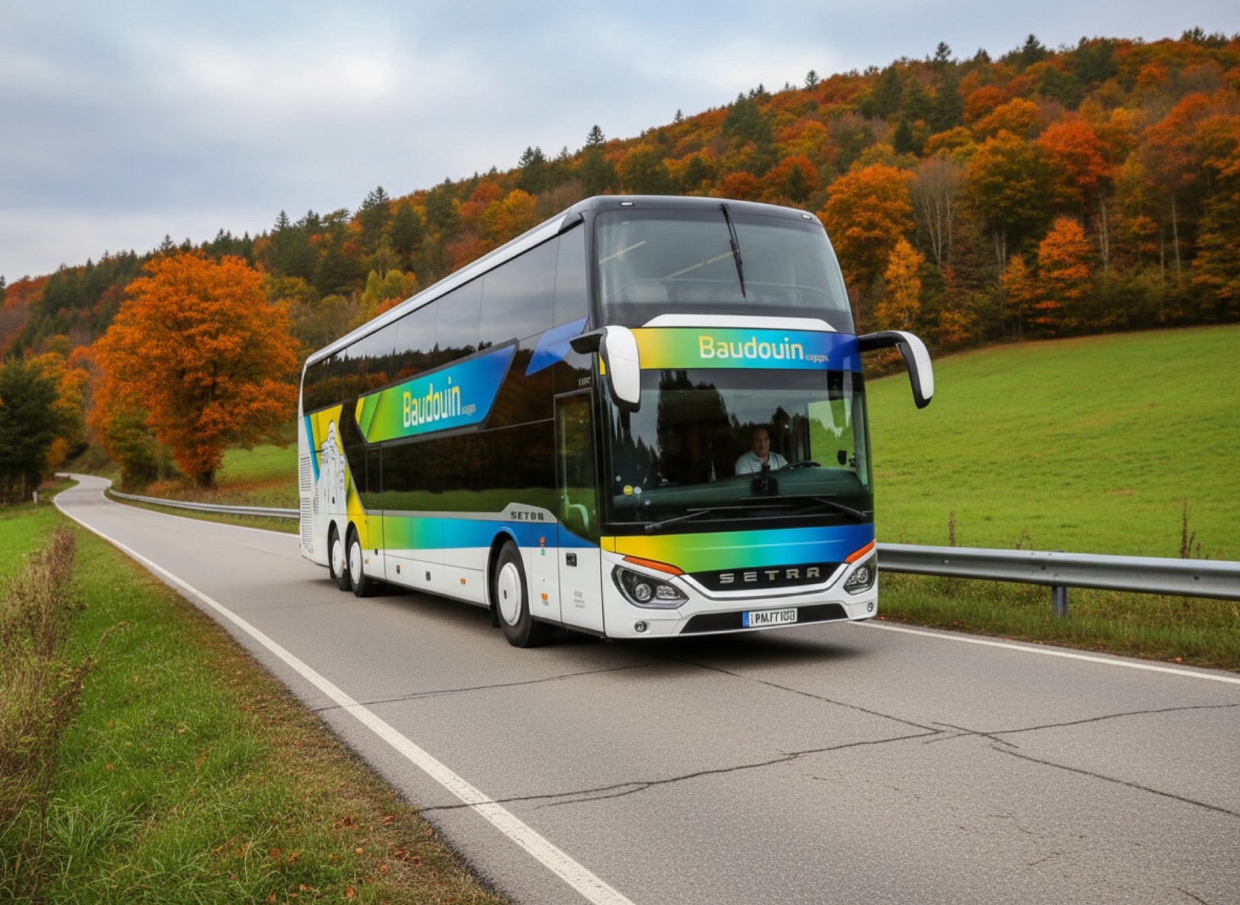 Autocar double étage Setra aux couleurs Voyages Baudouin